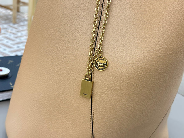 Chloe Spin Tote Bag Large 35cm Beige Calfskin 272300