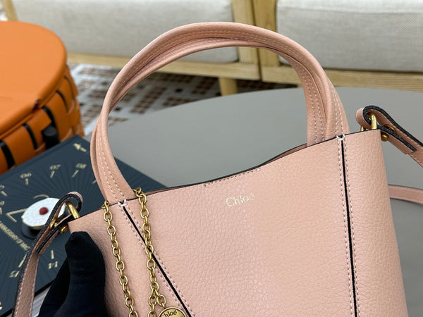 Chloe Spin Tote Bag Small 18cm Pink Calfskin 272297