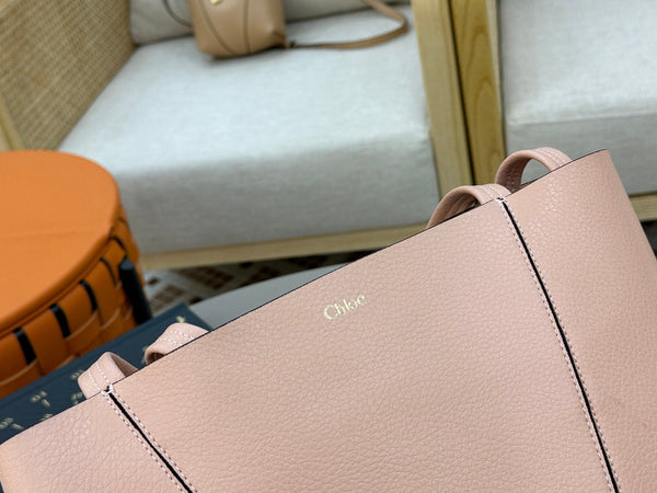 Chloe Spin Tote Bag Medium 27cm Pink Calfskin 272295