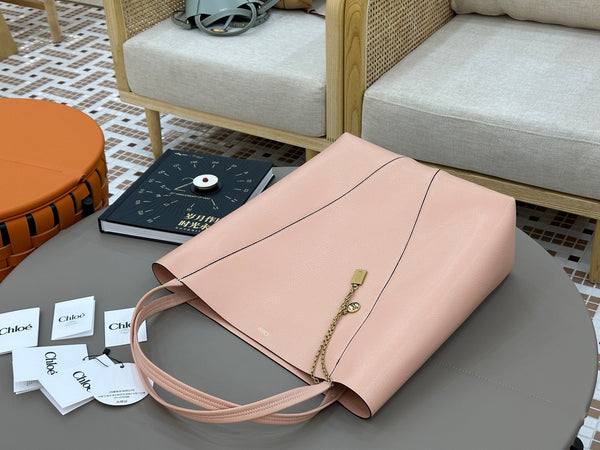 Chloe Spin Tote Bag Large 35cm Pink Calfskin 272293