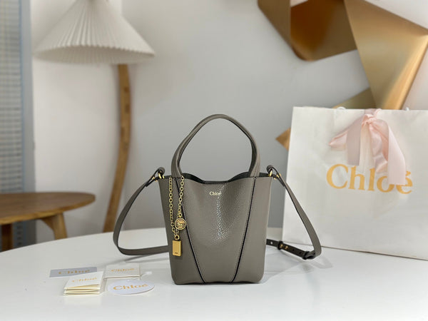 Chloe Spin Tote Bag Small 18cm Grey Calfskin 272291