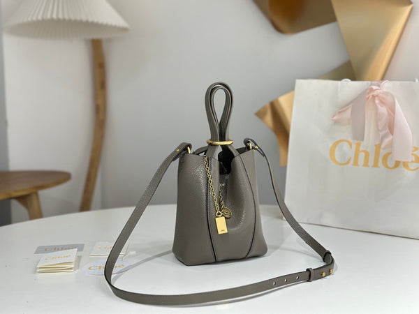 Chloe Spin Tote Bag Small 18cm Grey Calfskin 272291