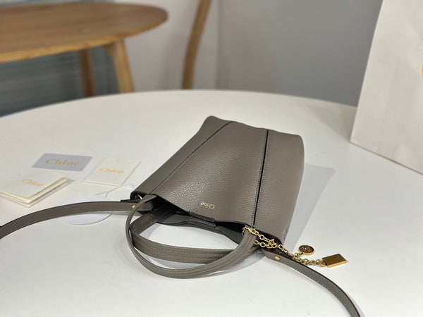 Chloe Spin Tote Bag Small 18cm Grey Calfskin 272291