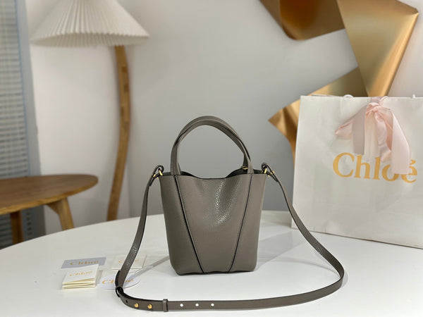 Chloe Spin Tote Bag Small 18cm Grey Calfskin 272291