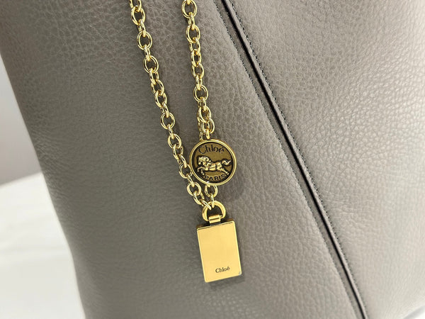 Chloe Spin Tote Bag Medium 27cm Grey Calfskin 272281