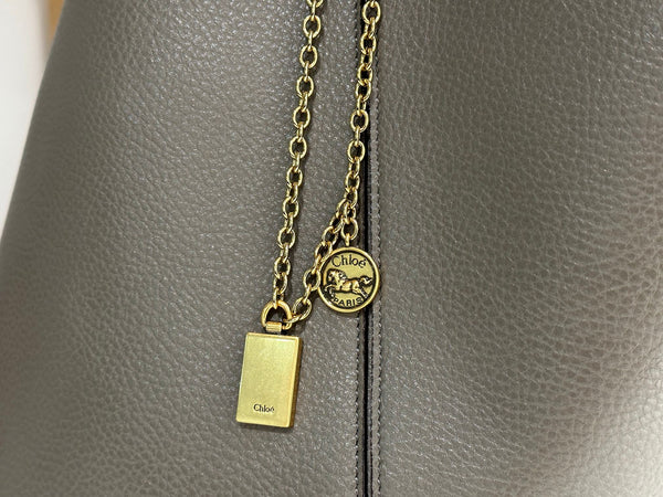 Chloe Spin Tote Bag Large 35cm Grey Calfskin 272279