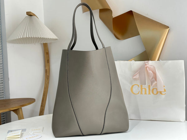 Chloe Spin Tote Bag Large 35cm Grey Calfskin 272279