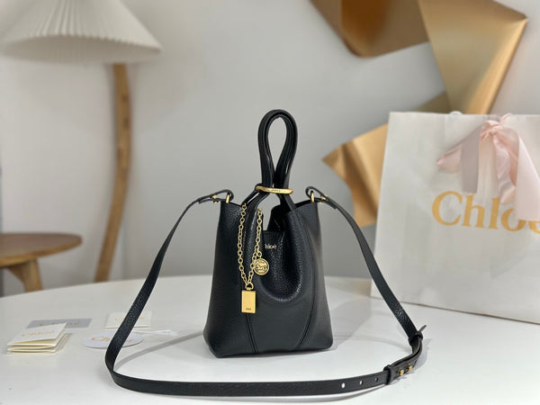 Chloe Spin Tote Bag Small 18cm Black Calfskin 272275