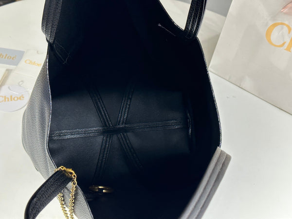 Chloe Spin Tote Bag Large 35cm Black Calfskin 272269