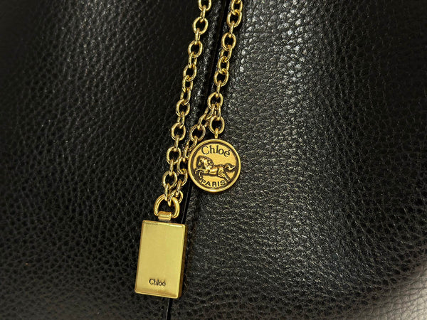 Chloe Spin Tote Bag Large 35cm Black Calfskin 272269