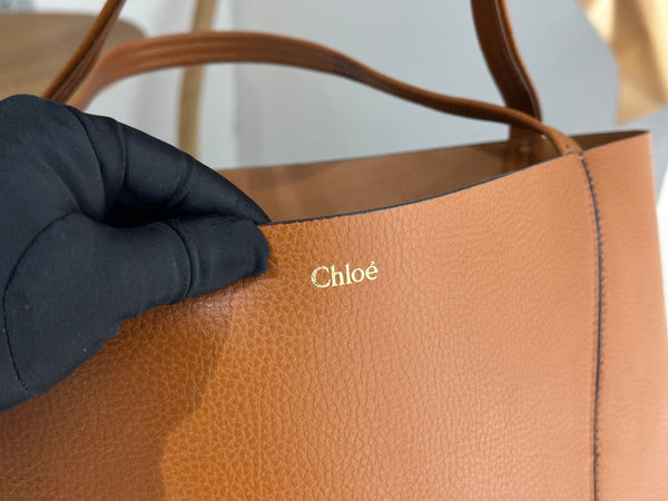 Chloe Spin Tote Bag Large 35cm Brown Calfskin 272217