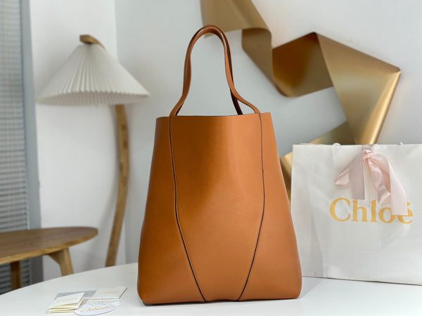 Chloe Spin Tote Bag Large 35cm Brown Calfskin 272217