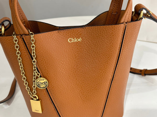 Chloe Spin Tote Bag Small 18cm Brown Calfskin 272215