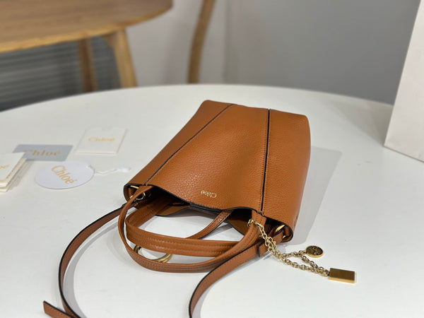 Chloe Spin Tote Bag Small 18cm Brown Calfskin 272215