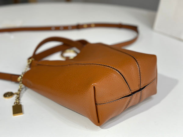 Chloe Spin Tote Bag Small 18cm Brown Calfskin 272215