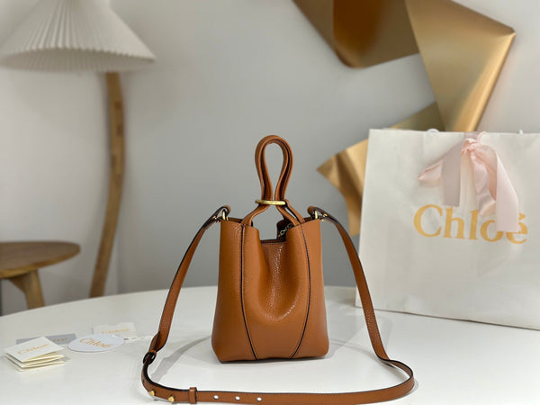 Chloe Spin Tote Bag Small 18cm Brown Calfskin 272215