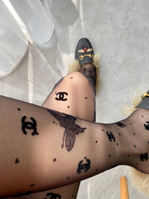 CC polka dot butterfly fishnet pantyhose