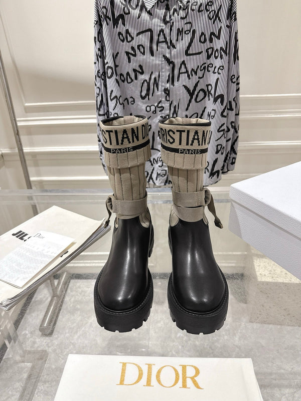 CD Short Stocking Riding Boots Taupe Black Cowhide 565791