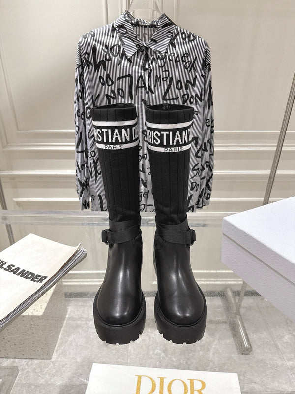 Bottes d'équitation CD Hight Stocking en cuir de vachette noir 565790