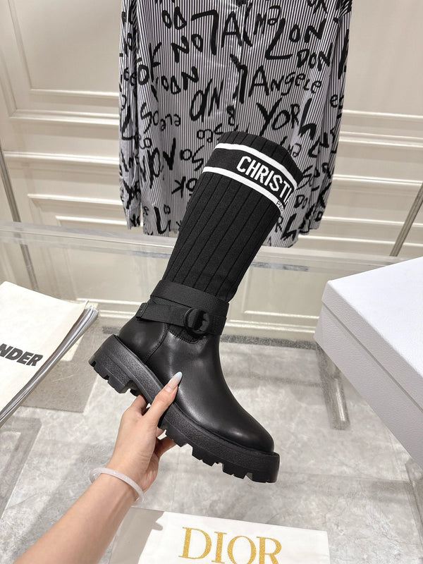 Bottes d'équitation CD Hight Stocking en cuir de vachette noir 565790