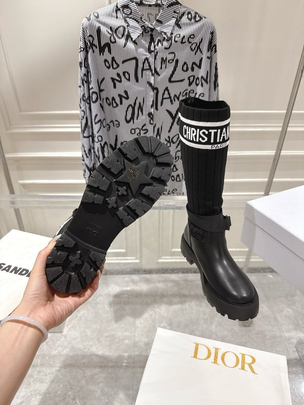 Bottes d'équitation CD Hight Stocking en cuir de vachette noir 565790