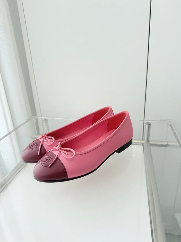 ballerines rose panaché bordeaux agneau 566821