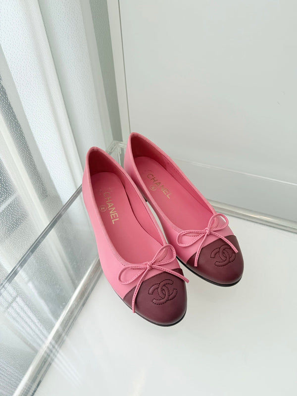 ballerines rose panaché bordeaux agneau 566821