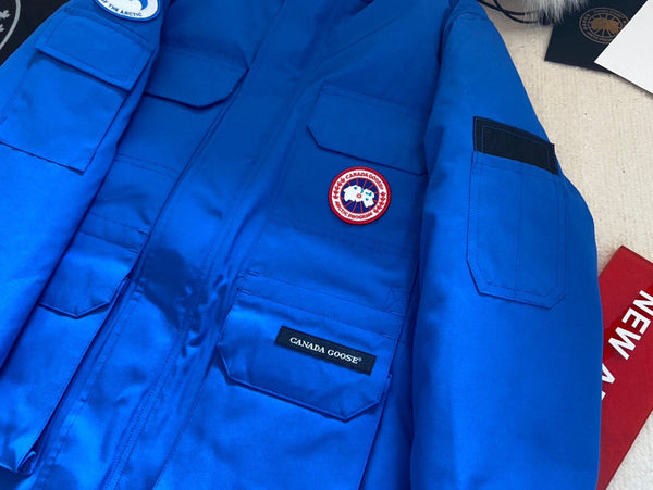 Canada Goose Veste Enfant Fourrure de Loup Bleu Polyester Coton