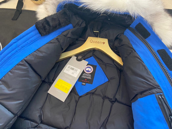 Canada Goose Veste Enfant Fourrure de Loup Bleu Polyester Coton
