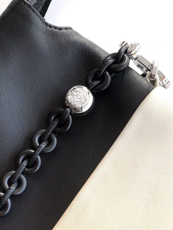Loewe Flamenco Tote Bag 38 in Black mix White  Lamskin 274216