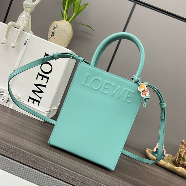Sac cabas LOE Standard A5 en cuir de veau turquoise brillant 274269