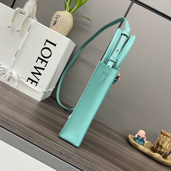 Sac cabas LOE Standard A5 en cuir de veau turquoise brillant 274269