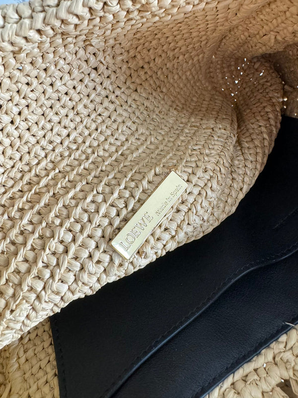 LOE Ola Bag 26 Yellow in Raffia and Calfskin 274681