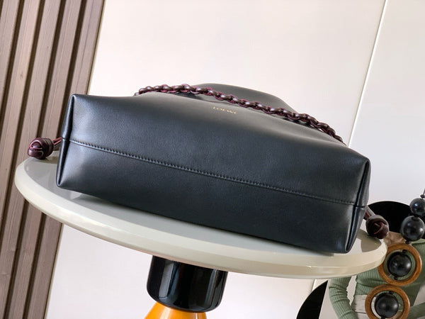 Sac Cabas Loewe Flamenco 38 en Cuir d'Agneau Rouge Bourgogne 274218
