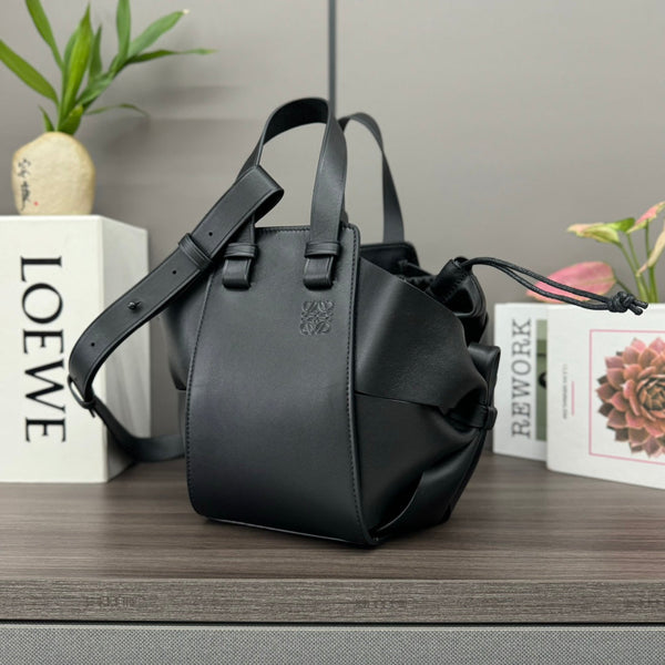 Loewe Hammock Compact 17 Handbag in Black Calfskin 274137