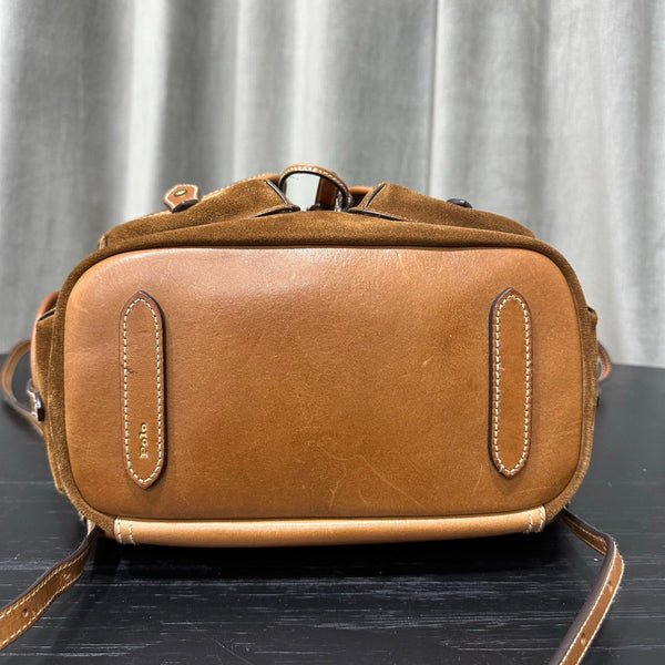 Sac à dos en cuir et suède Polo Ralph Lauren 36 marron