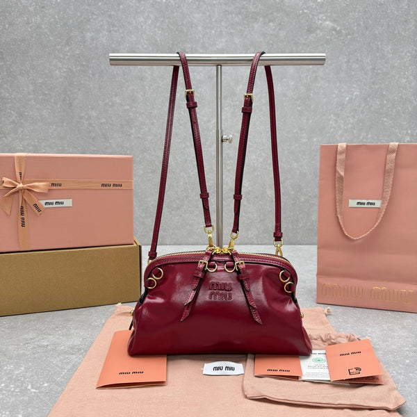 Miu McDonal Dumpling Ruby Red 24cm Bag in Oli-waxed