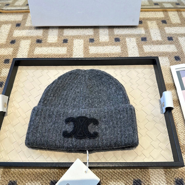 Celine Automne/Hiver 2025 Nouveau Chapeau en Laine Grise 960101