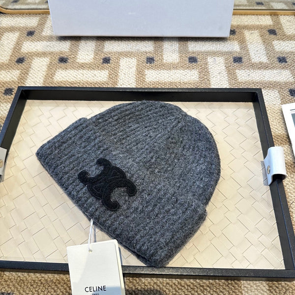 Celine Automne/Hiver 2025 Nouveau Chapeau en Laine Grise 960101