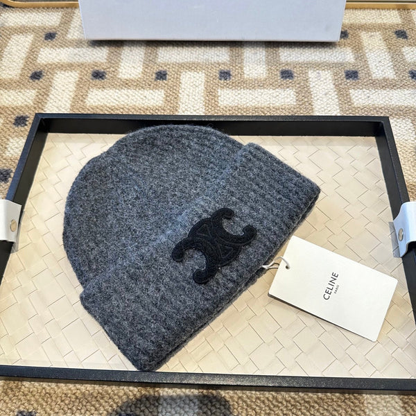 Celine Automne/Hiver 2025 Nouveau Chapeau en Laine Grise 960101