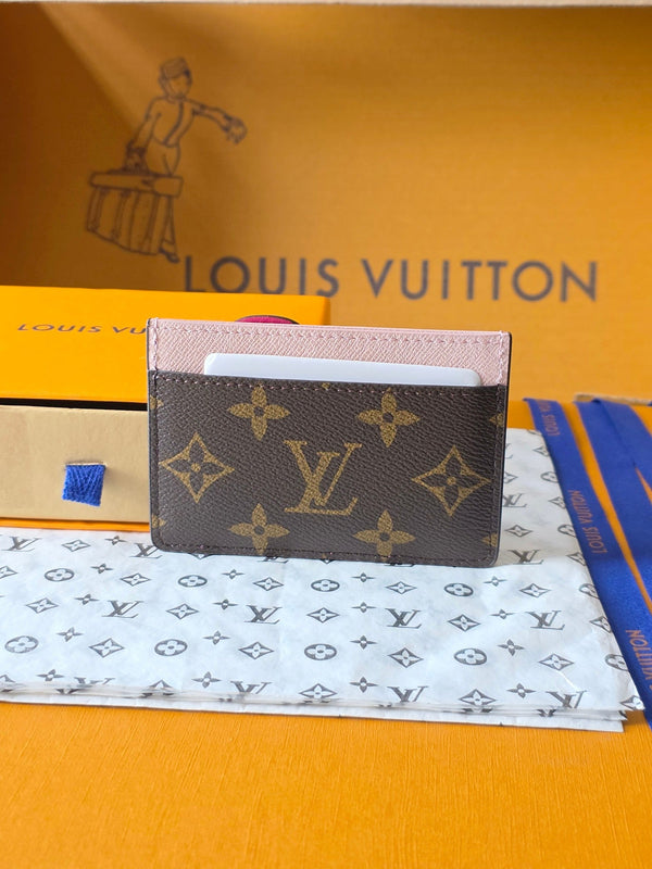 LV Christmas Series Card Holder Brown PVC Fabric with Leather 274816
