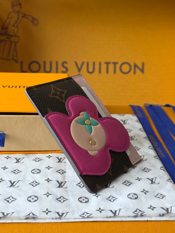 LV Christmas Series Card Holder Brown PVC Fabric with Leather 274816