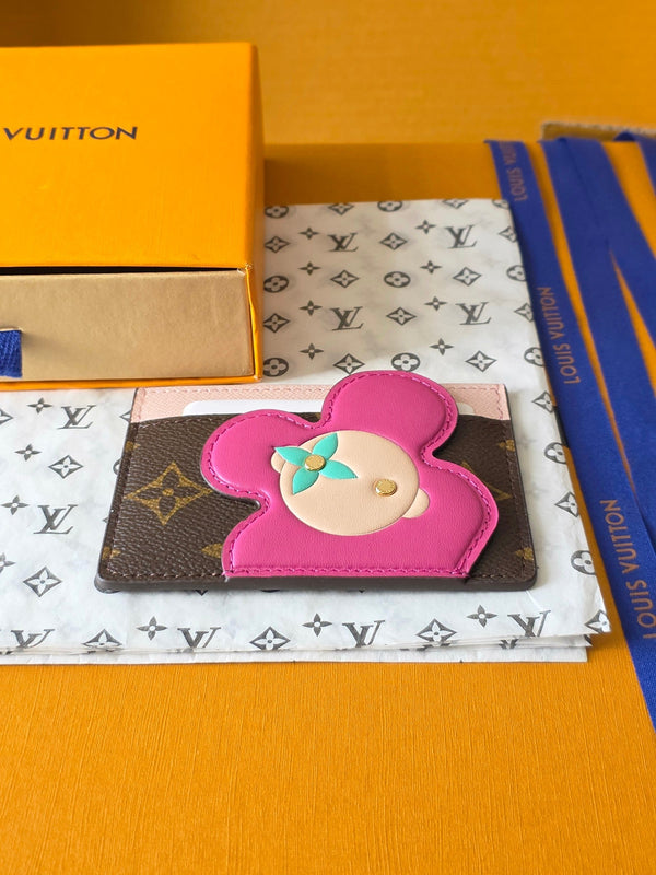 LV Christmas Series Card Holder Brown PVC Fabric with Leather 274816