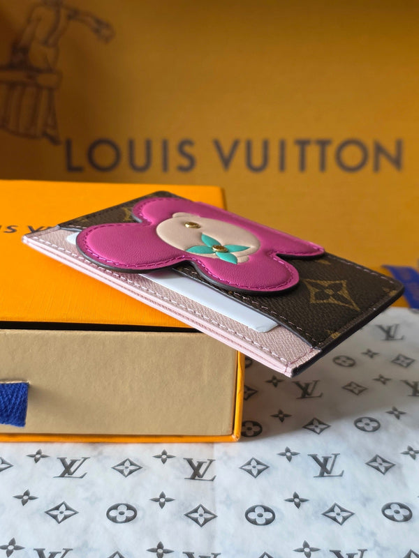LV Christmas Series Card Holder Brown PVC Fabric with Leather 274816
