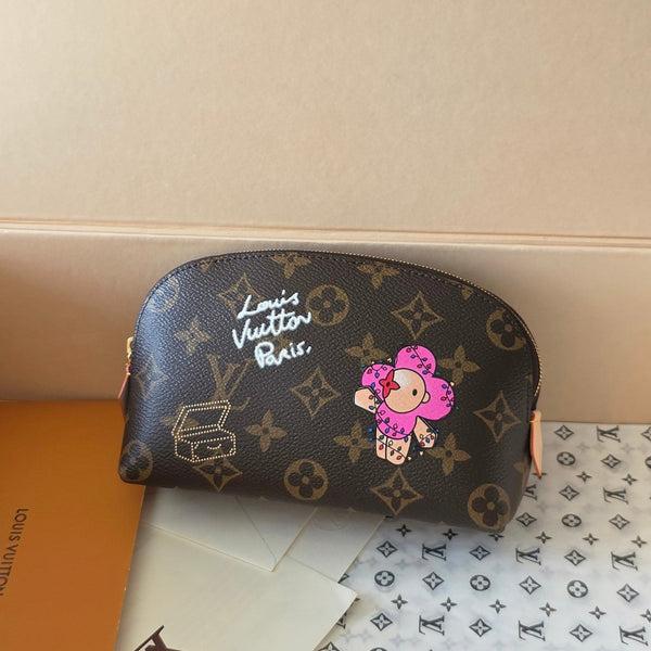 LV Christmas Collection Cosmetic Bag Brown Monogram Canvas 274909