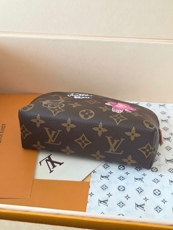 LV Christmas Collection Cosmetic Bag Brown Monogram Canvas 274909