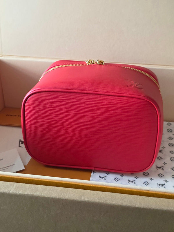 LV Nice Nano Cosmetic 20 Bag Rose Red Epi Leather 275223