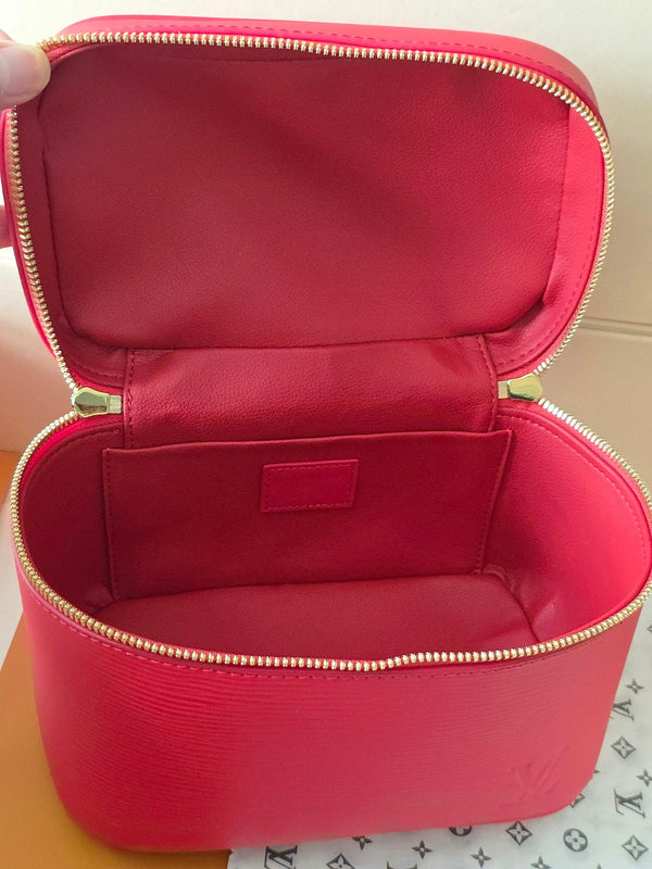 LV Nice Nano Cosmetic 20 Bag Rose Red Epi Leather 275223