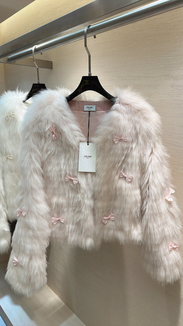 Manteau CELINE en fourrure de renard rose pâle 2025 333411