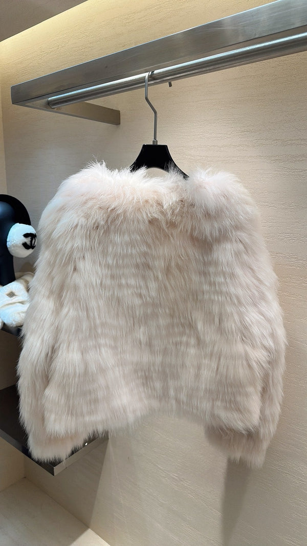 Manteau CELINE en fourrure de renard rose pâle 2025 333411